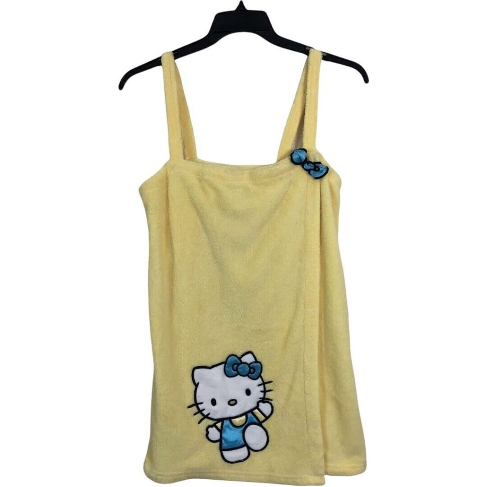 Hello Kitty Women Soft Plush Bath Wrap Robe Sanrio Sleepware Yellow Size L Large